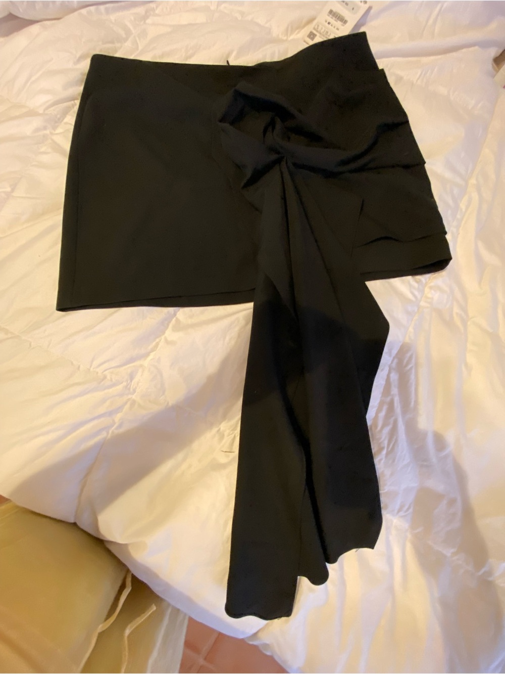 Zara Black Asymmetric Draped Mini Skirt
